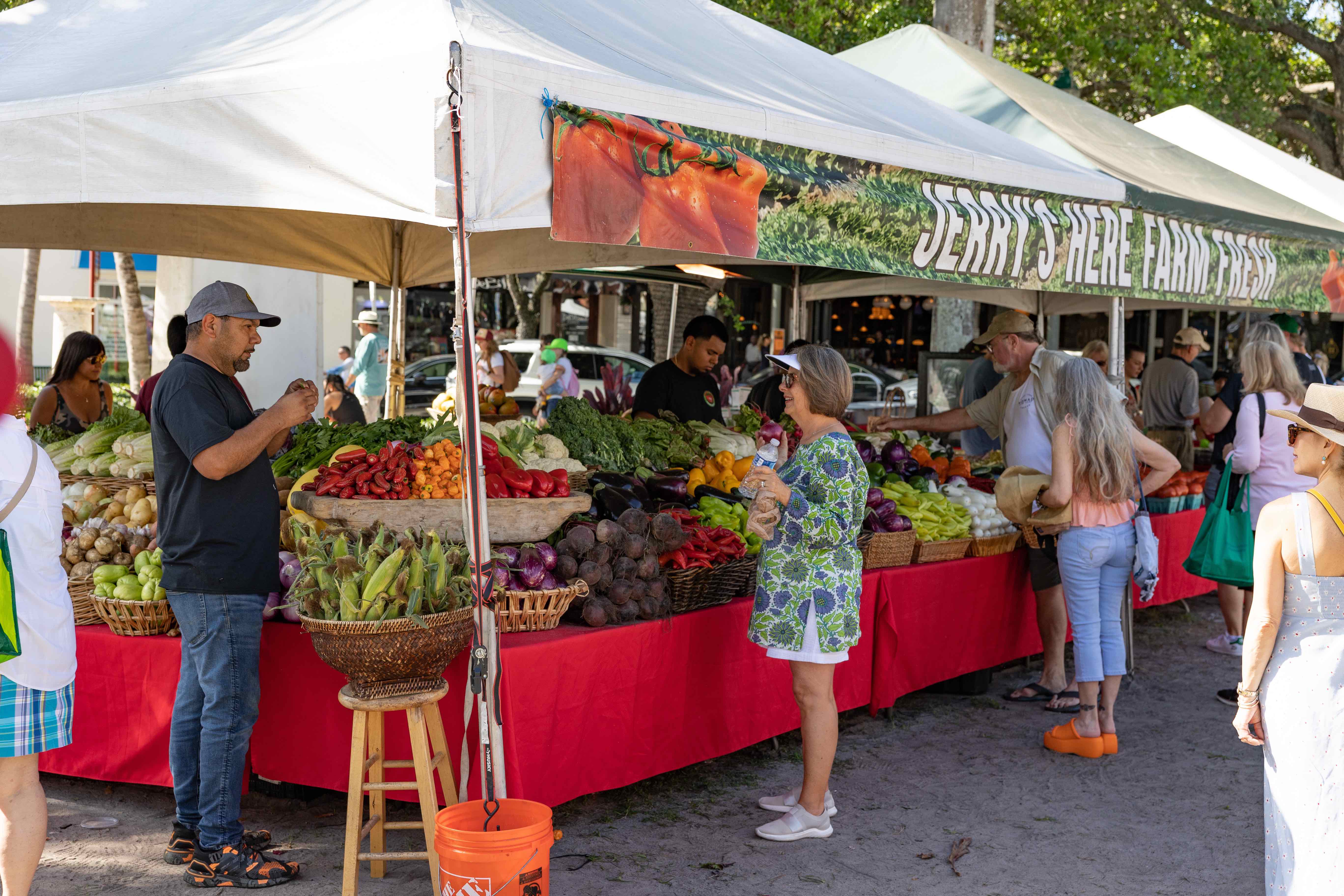 Shoppers enjoying the Delray Beach Summer GreenMarket