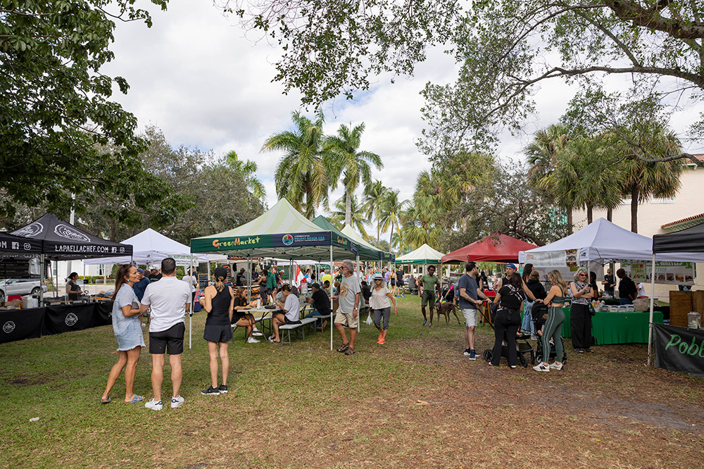 People outside enjoying the Delray Beach CRA GreenMarket on Saturday. 